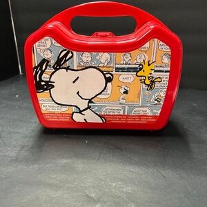 Vintage Red Snoopy & Woodstock Kids Carry Case Lunchbox